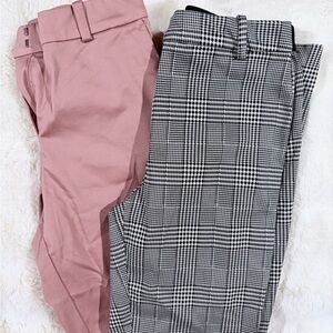 Bundle of H&M Women's Pink and Black Patterned Trousers